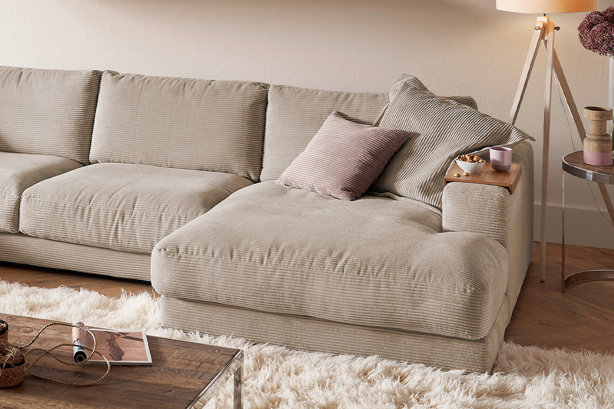 KAWOLA Sofa MADELINE Wohnlandschaft U-Form Cord taupe