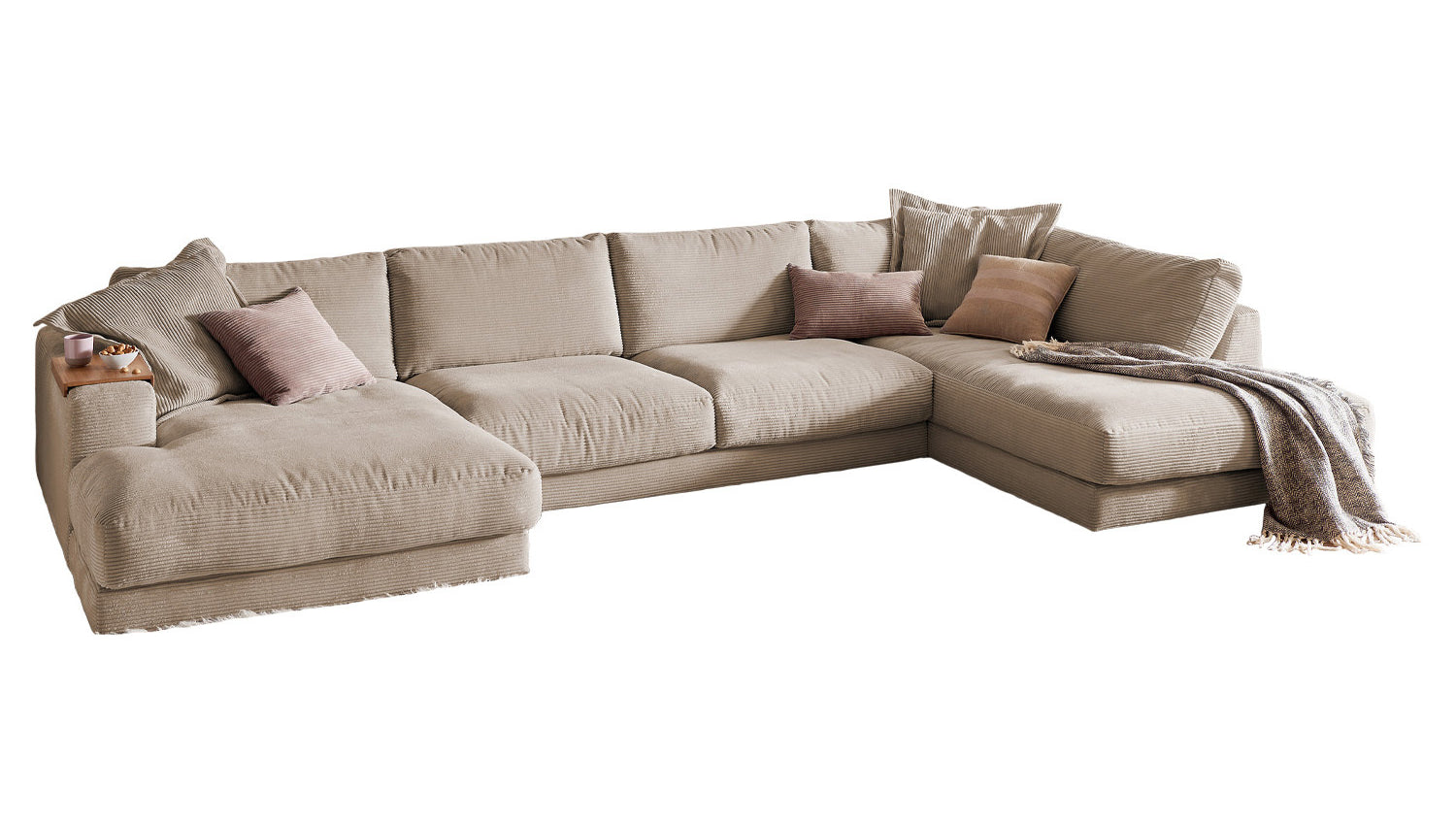 KAWOLA Sofa MADELINE Wohnlandschaft U-Form Cord taupe