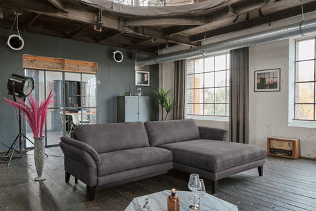 KAWOLA Sofa MALTA Ecksofa Stoff anthrazit, Rechts, Mit Kopfstütze, Ohne Komfortfunktion