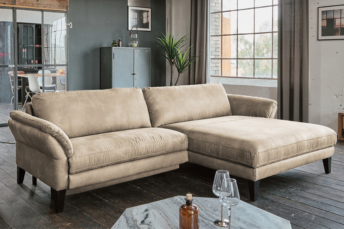 KAWOLA Sofa MALTA Ecksofa Stoff beige