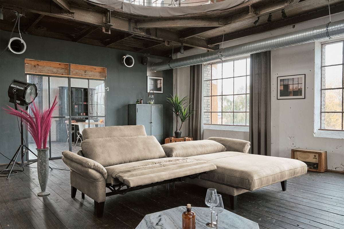 KAWOLA Sofa MALTA Ecksofa Stoff beige