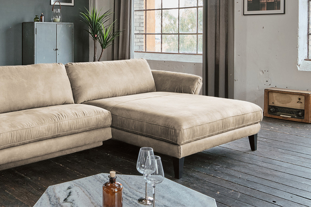 KAWOLA Sofa MALTA Ecksofa Stoff beige