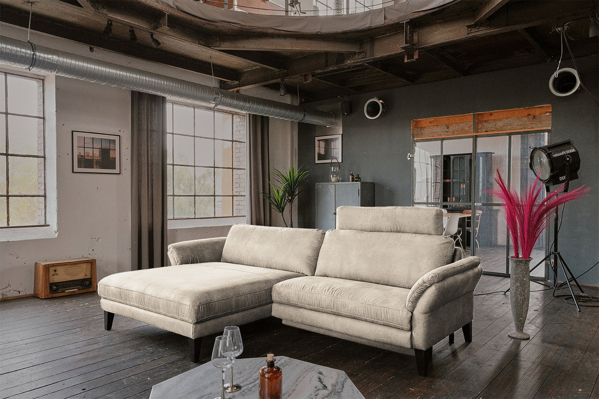KAWOLA Sofa MALTA Ecksofa Stoff beige