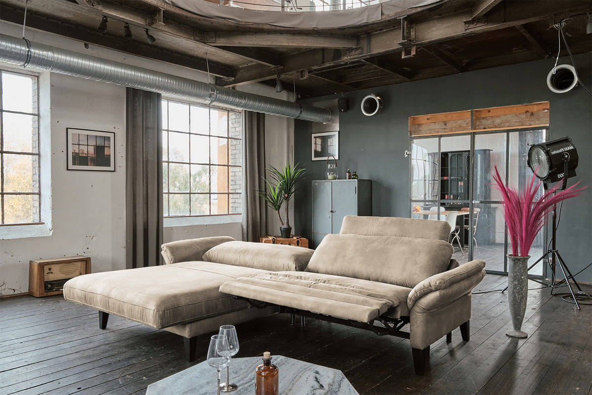 KAWOLA Sofa MALTA Ecksofa Stoff beige