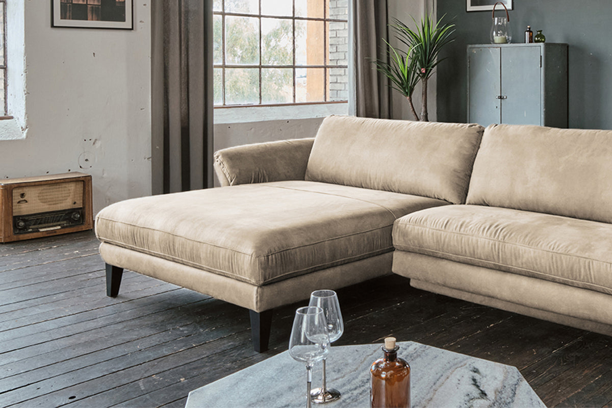 KAWOLA Sofa MALTA Ecksofa Stoff beige