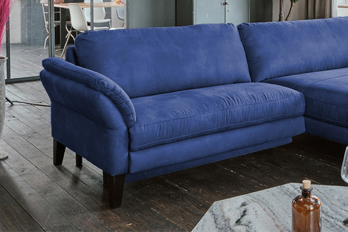 KAWOLA Sofa MALTA Ecksofa Stoff blau