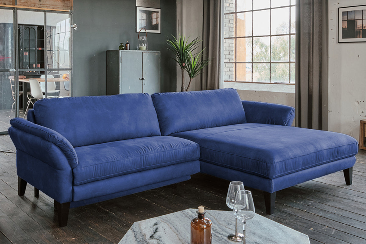 KAWOLA Sofa MALTA Ecksofa Stoff blau