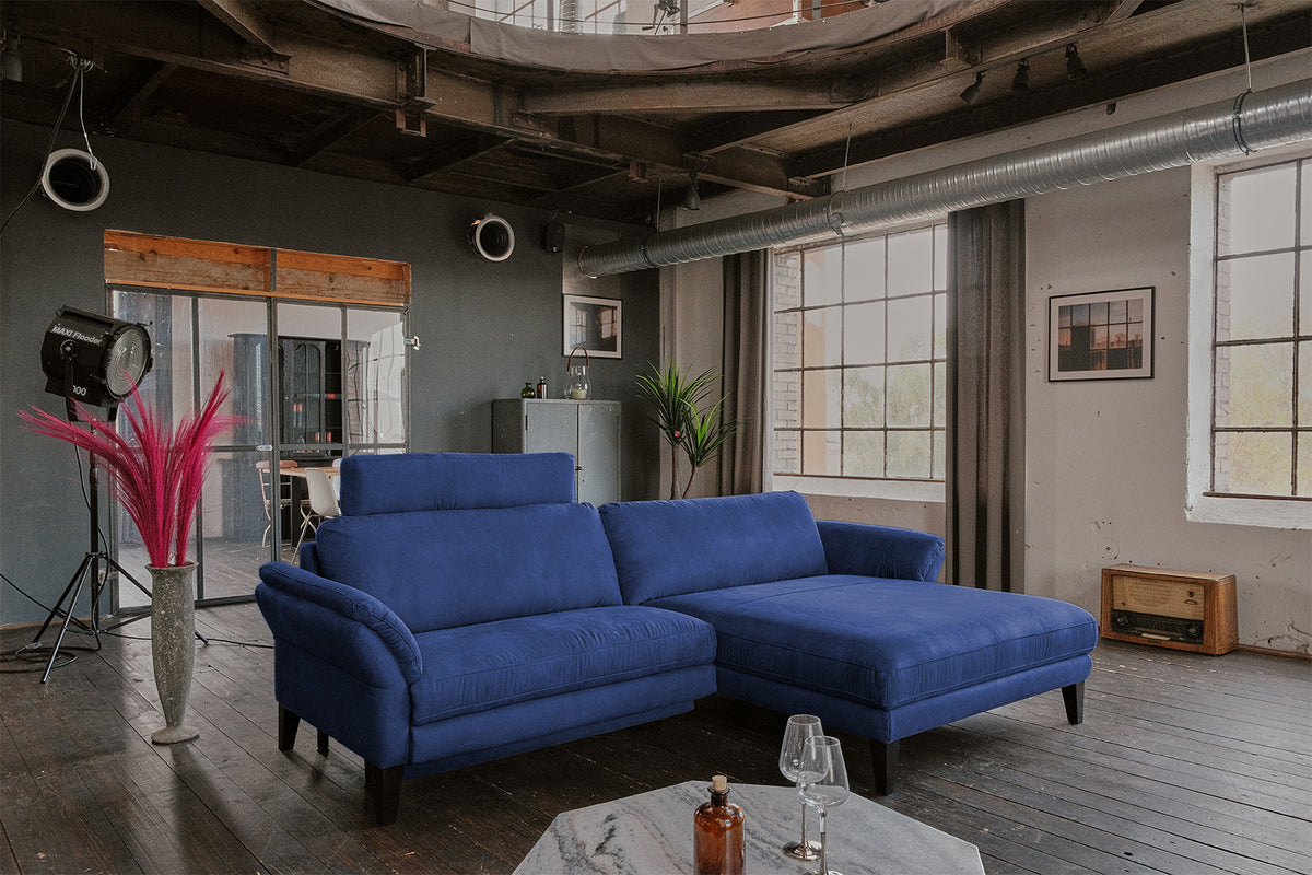 KAWOLA Sofa MALTA Ecksofa Stoff blau