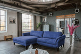 KAWOLA Sofa MALTA Ecksofa Stoff blau, Links, Ohne Zusatzausstattung, Relaxfunktion