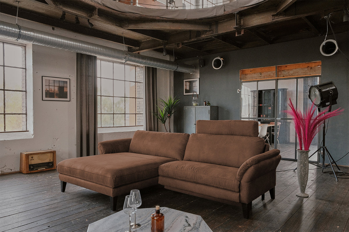 KAWOLA Sofa MALTA Ecksofa Stoff braun