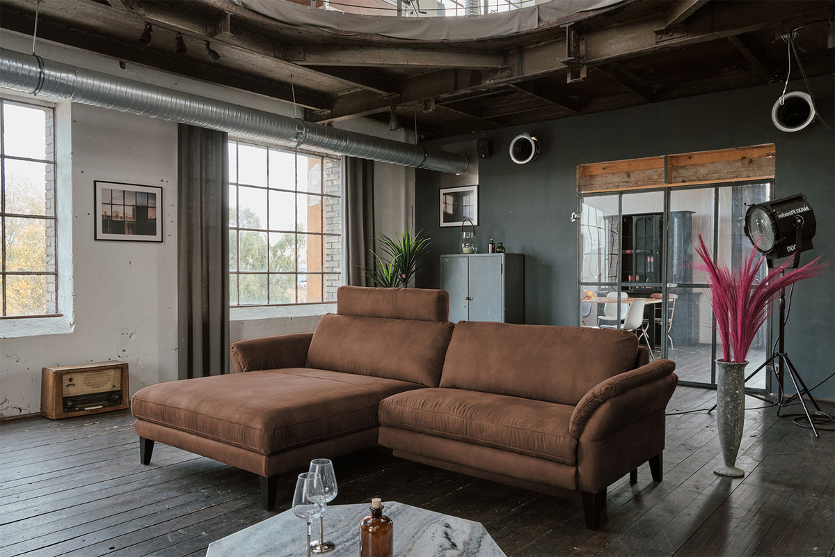 KAWOLA Sofa MALTA Ecksofa Stoff braun