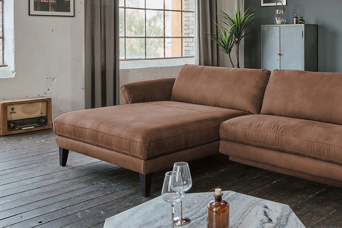 KAWOLA Sofa MALTA Ecksofa Stoff braun