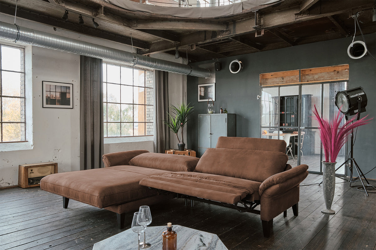 KAWOLA Sofa MALTA Ecksofa Stoff braun
