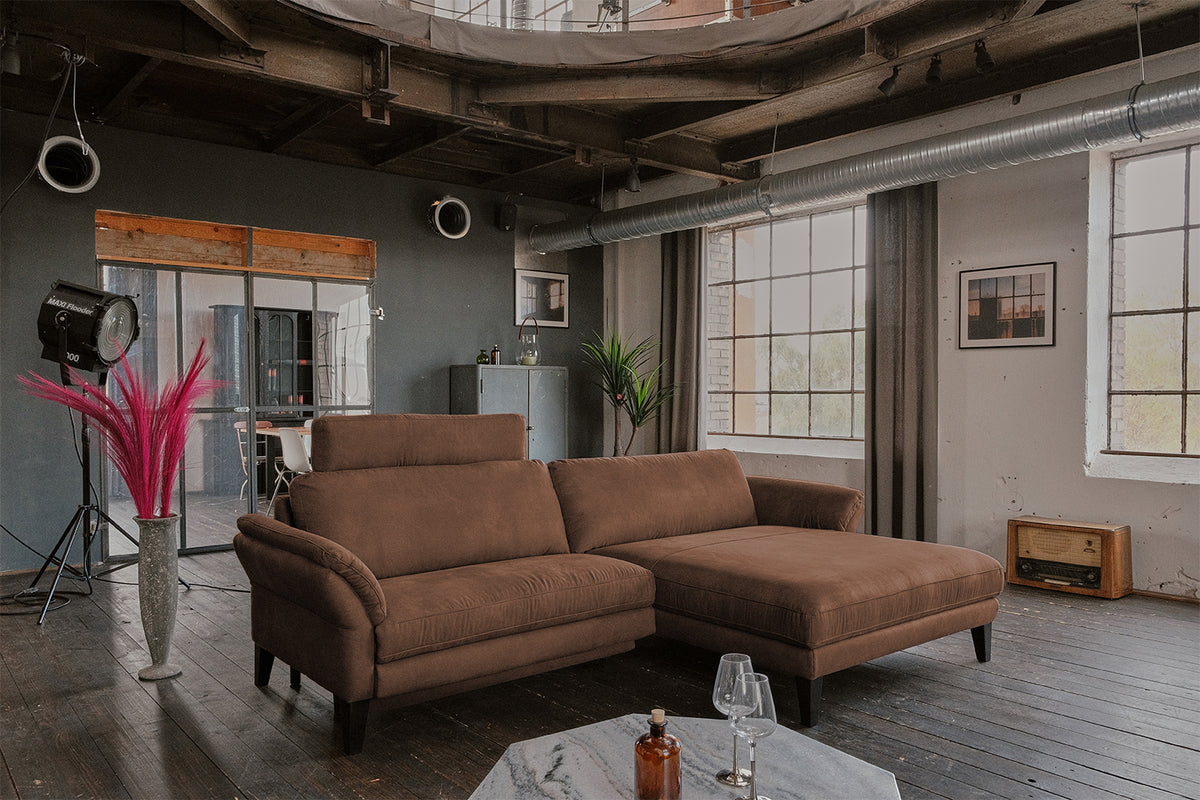 KAWOLA Sofa MALTA Ecksofa Stoff braun