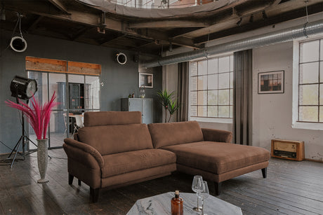 KAWOLA Sofa MALTA Ecksofa Stoff braun