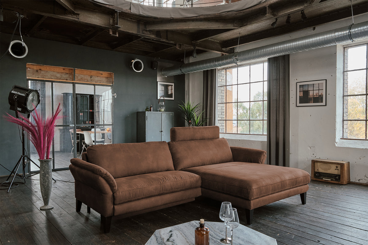KAWOLA Sofa MALTA Ecksofa Stoff braun