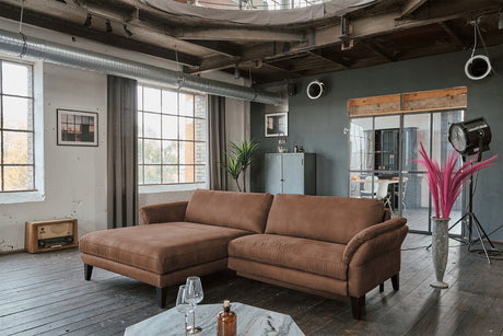 KAWOLA Sofa MALTA Ecksofa Stoff braun, Links, Ohne Zusatzausstattung, Ohne Komfortfunktion