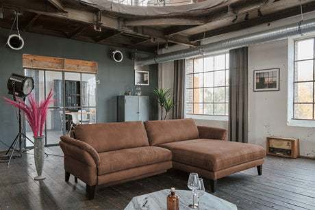 KAWOLA Sofa MALTA Ecksofa Stoff braun, Rechts, Ohne Zusatzausstattung, Relaxfunktion