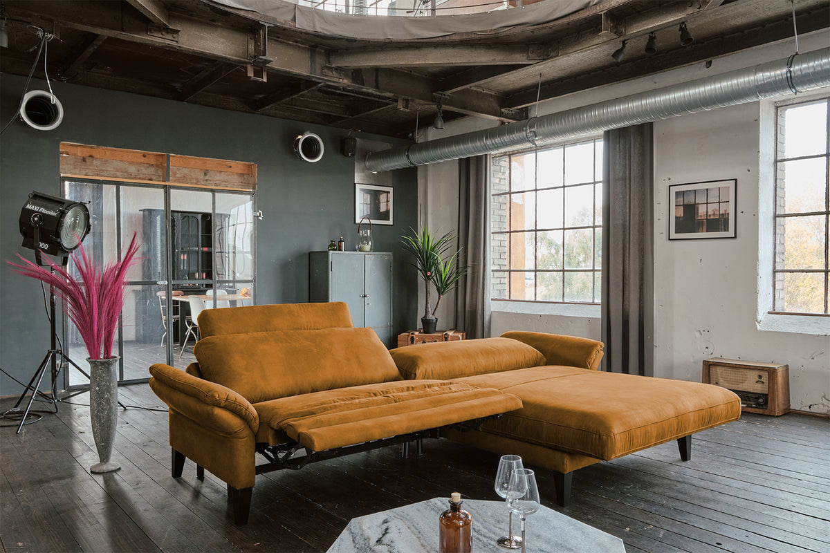 KAWOLA Sofa MALTA Ecksofa Stoff cognac