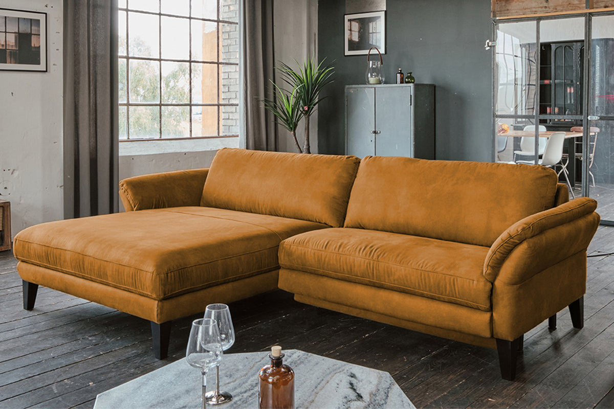 KAWOLA Sofa MALTA Ecksofa Stoff cognac