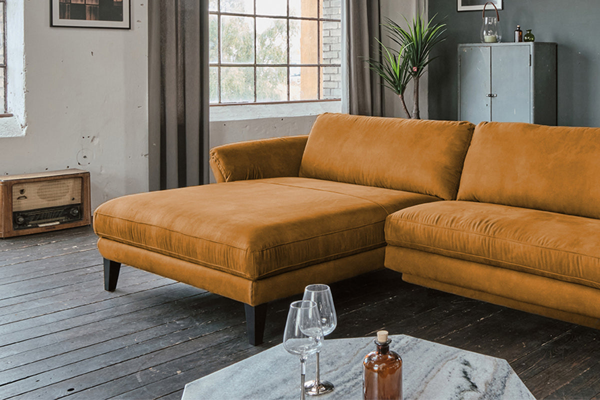 KAWOLA Sofa MALTA Ecksofa Stoff cognac