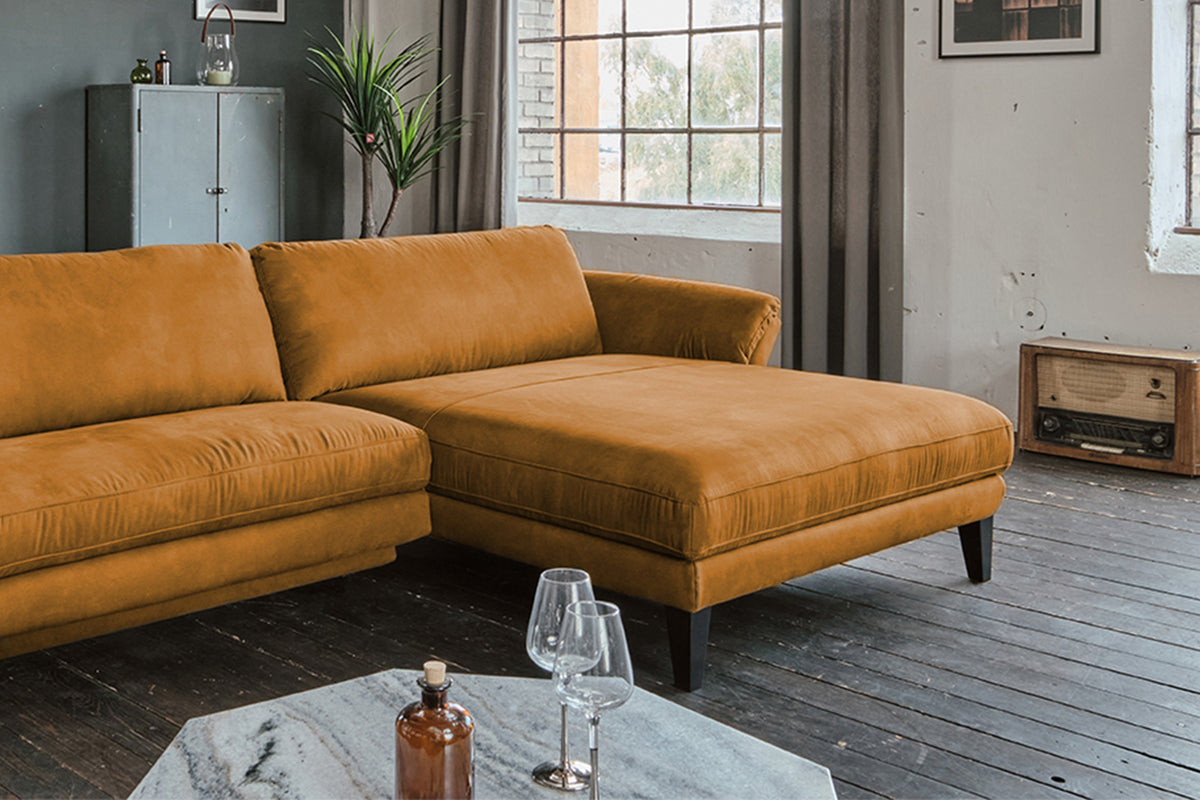KAWOLA Sofa MALTA Ecksofa Stoff cognac