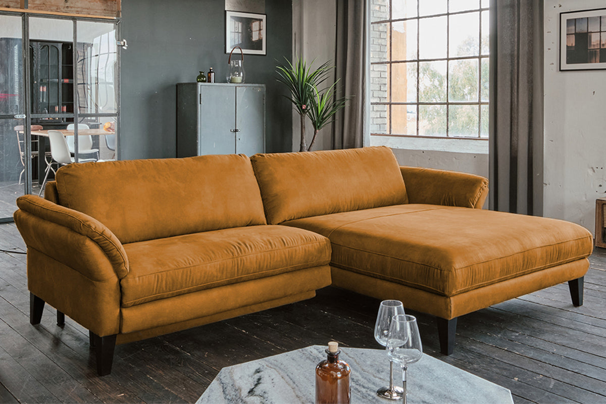KAWOLA Sofa MALTA Ecksofa Stoff cognac