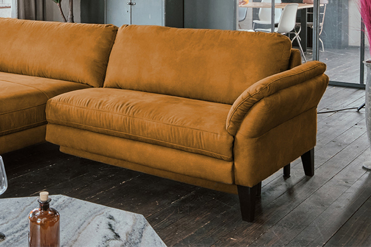 KAWOLA Sofa MALTA Ecksofa Stoff cognac
