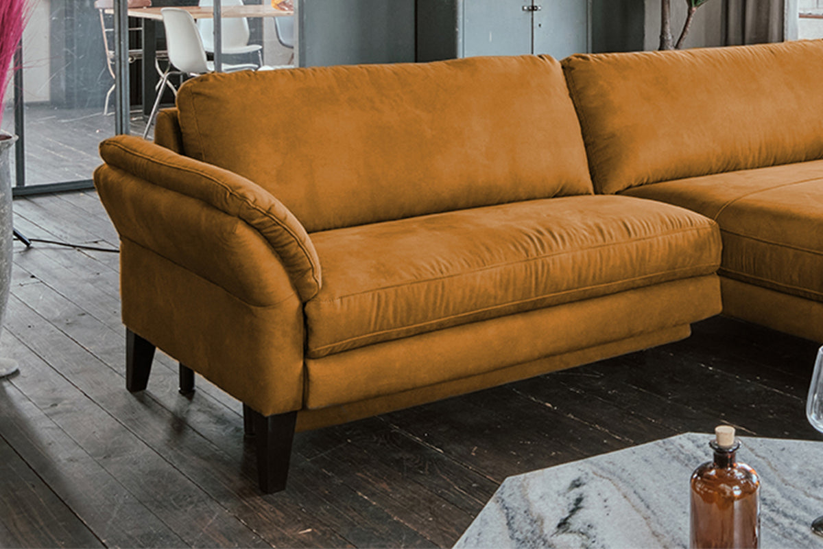 KAWOLA Sofa MALTA Ecksofa Stoff cognac