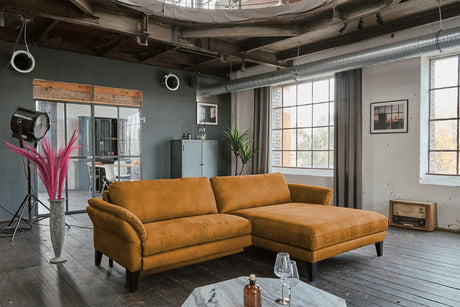 KAWOLA Sofa MALTA Ecksofa Stoff cognac, Rechts, Ohne Zusatzausstattung, Relaxfunktion