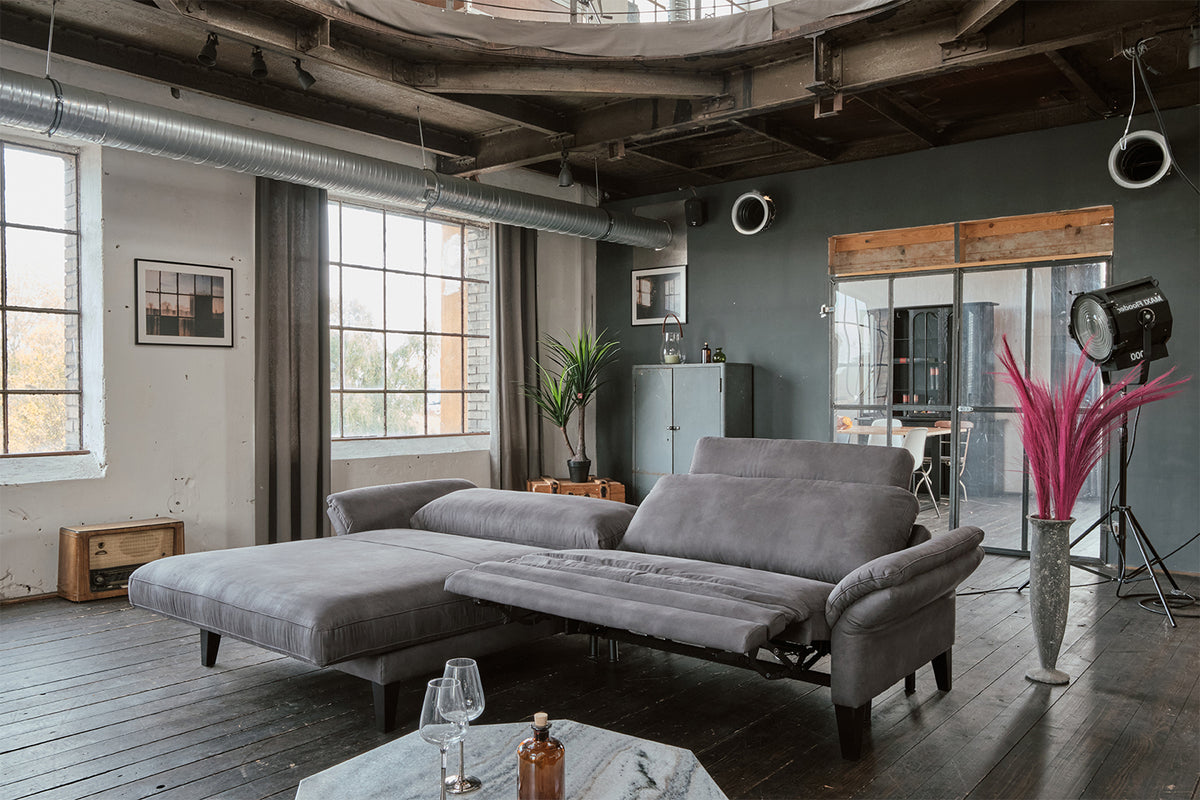 KAWOLA Sofa MALTA Ecksofa Stoff grau