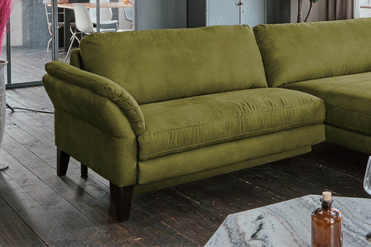 KAWOLA Sofa MALTA Ecksofa Stoff moosgrün