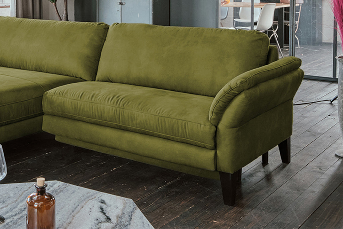 KAWOLA Sofa MALTA Ecksofa Stoff moosgrün