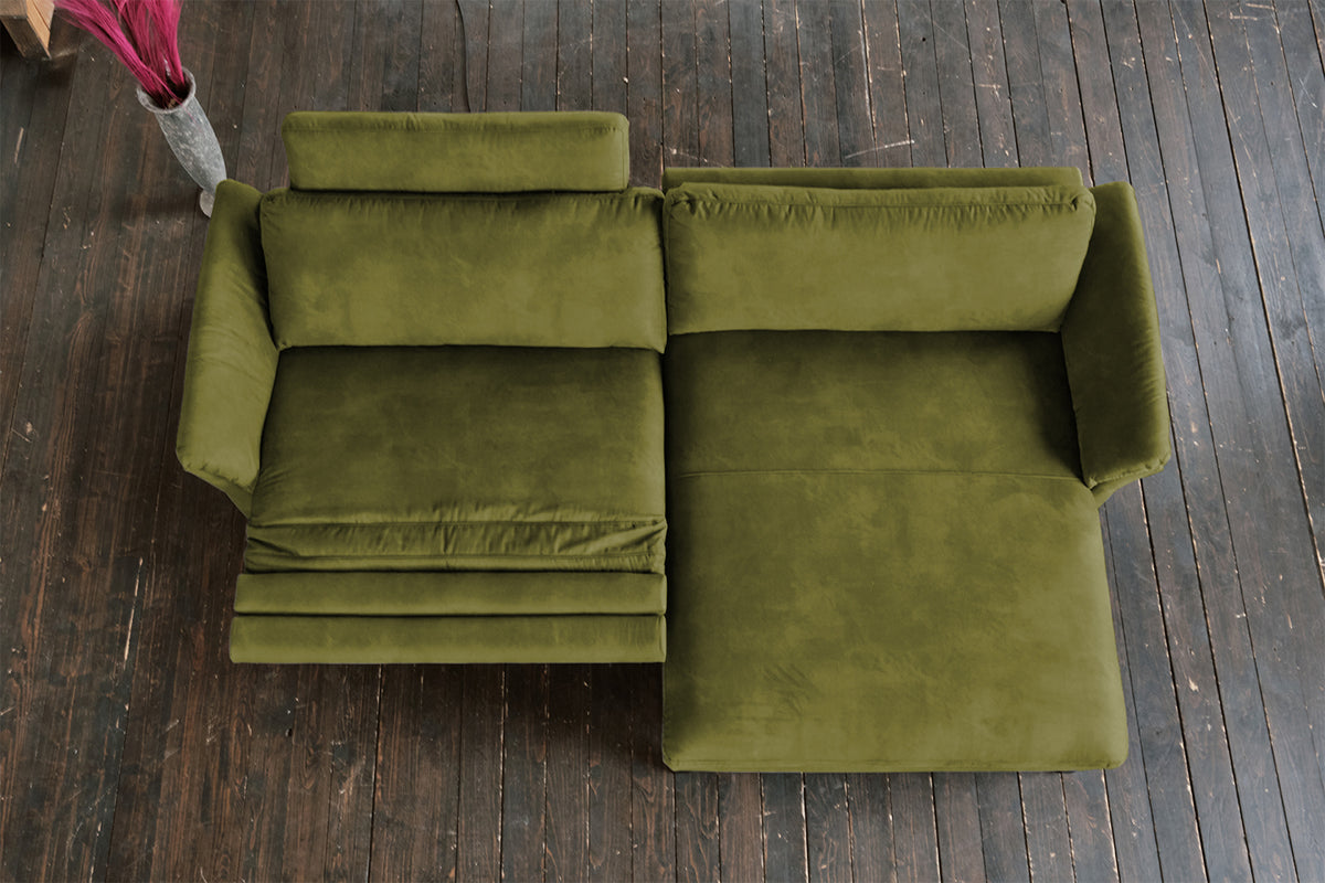 KAWOLA Sofa MALTA Ecksofa Stoff moosgrün
