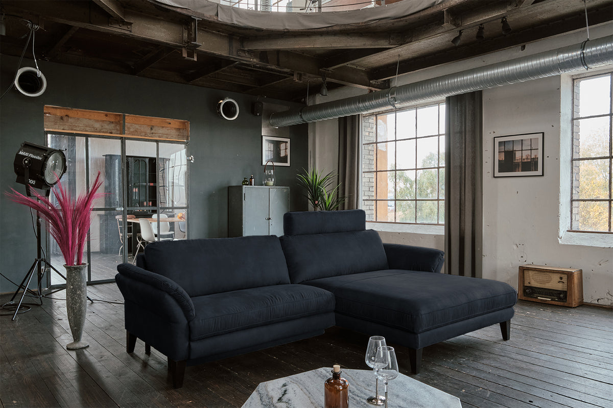 KAWOLA Sofa MALTA Ecksofa Stoff schwarz
