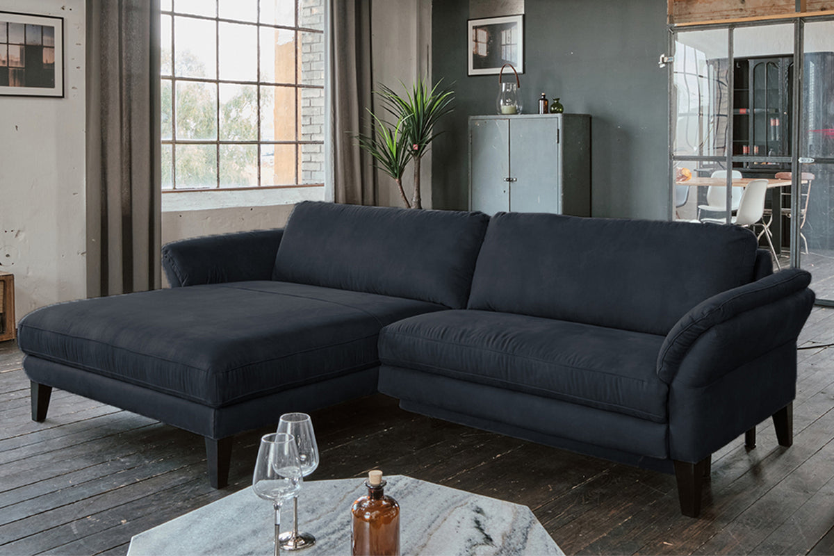 KAWOLA Sofa MALTA Ecksofa Stoff schwarz