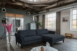 KAWOLA Sofa MALTA Ecksofa Stoff schwarz, Rechts, Mit Kopfstütze, Relaxfunktion