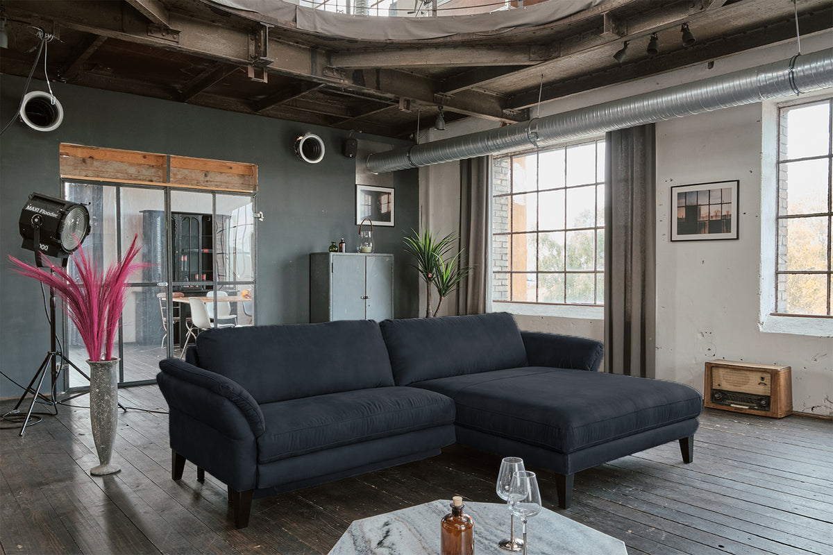 KAWOLA Sofa MALTA Ecksofa Stoff schwarz, Rechts, Ohne Zusatzausstattung, Ohne Komfortfunktion