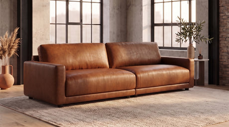 KAWOLA Sofa MARLIN 3-Sitzer Lederfaserstoff cognac