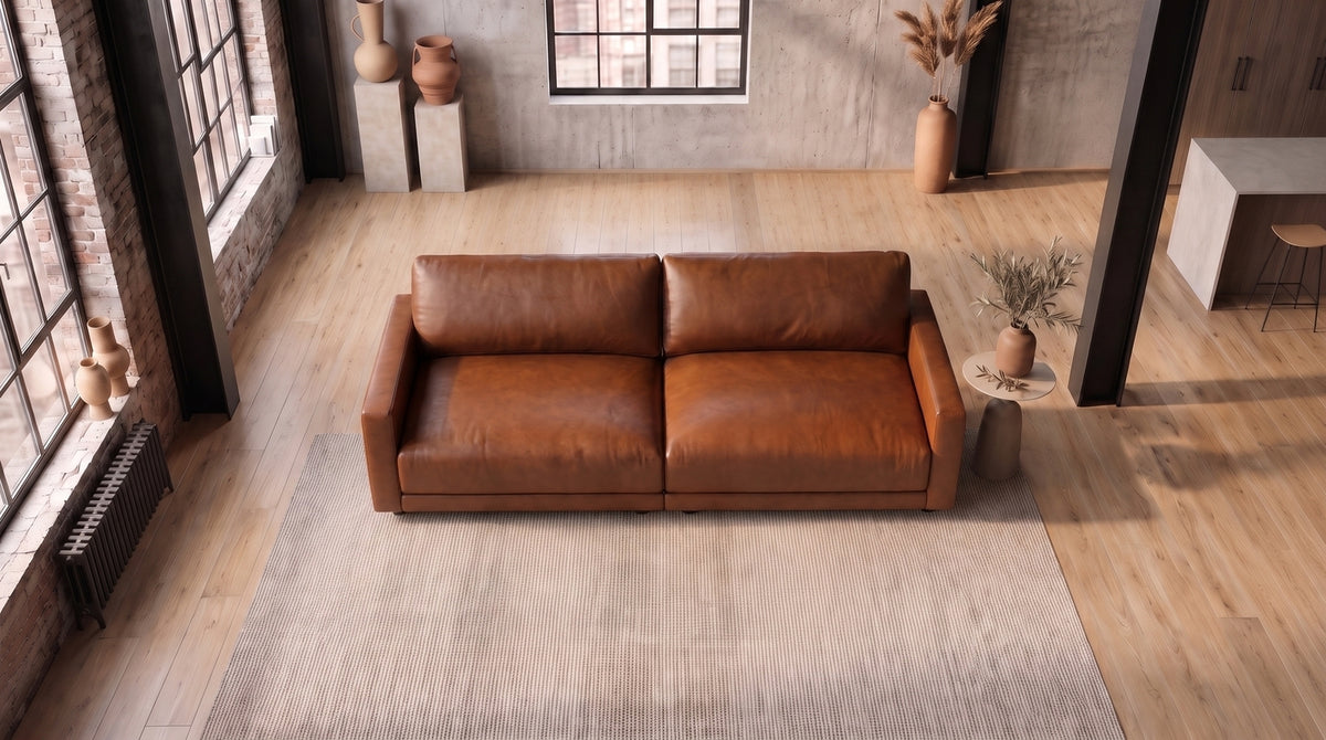KAWOLA Sofa MARLIN 3-Sitzer Lederfaserstoff cognac