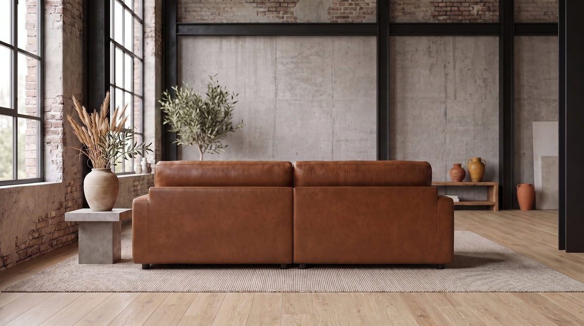 KAWOLA Sofa MARLIN 3-Sitzer Lederfaserstoff cognac