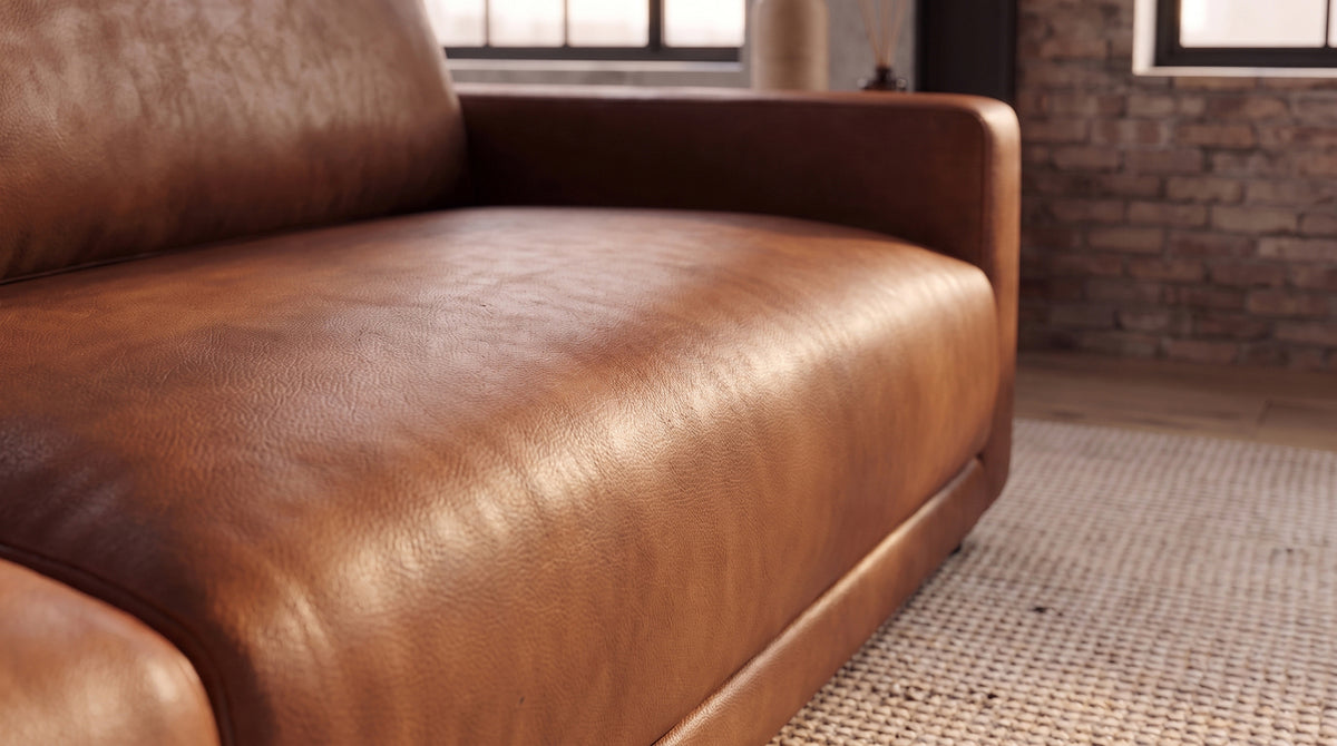 KAWOLA Sofa MARLIN 3-Sitzer Lederfaserstoff cognac