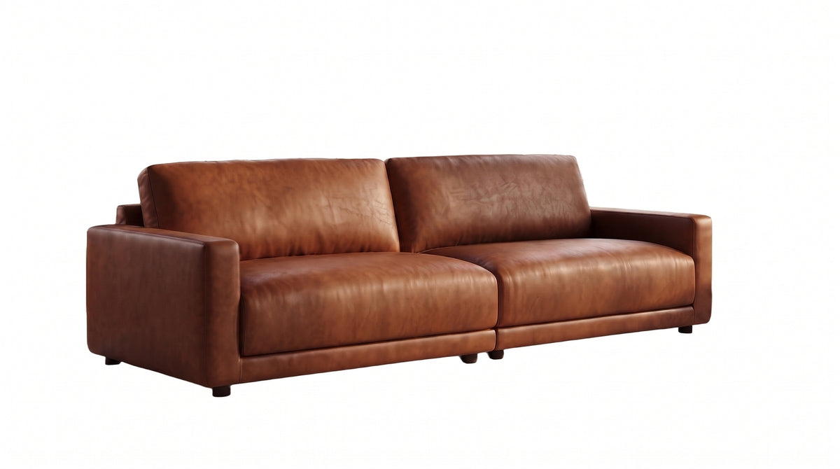 KAWOLA Sofa MARLIN 3-Sitzer Lederfaserstoff cognac