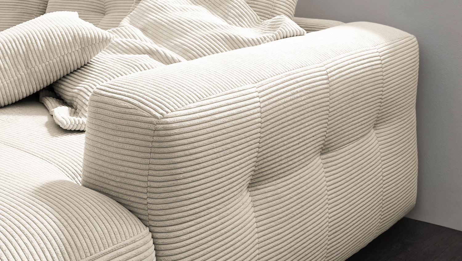 KAWOLA Sofa MIKA Ecksofa Cord cremeweiß