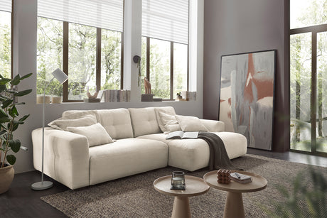 KAWOLA Sofa MIKA Ecksofa Cord cremeweiß, 276 x 167, Rechts