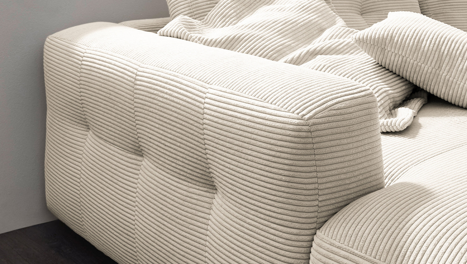 KAWOLA Sofa MIKA Ecksofa Cord cremeweiß