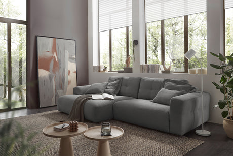 KAWOLA Sofa MIKA Ecksofa Cord grau, 296 x 167, Links