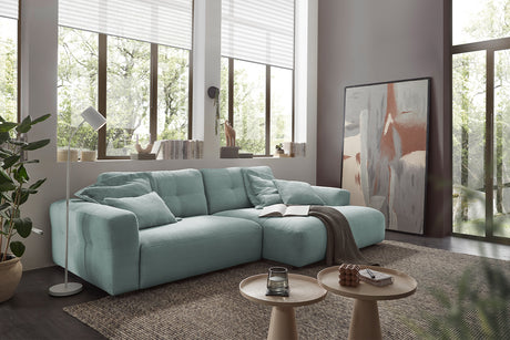 KAWOLA Sofa MIKA Ecksofa Cord hellblau, 276 x 167, Rechts