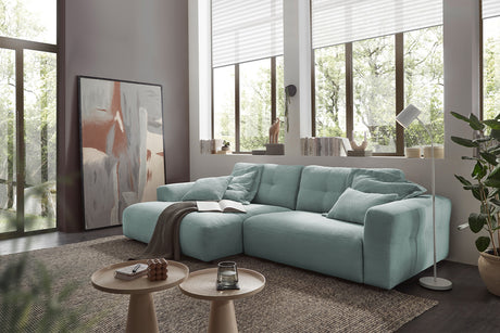KAWOLA Sofa MIKA Ecksofa Cord hellblau, 296 x 167, Links