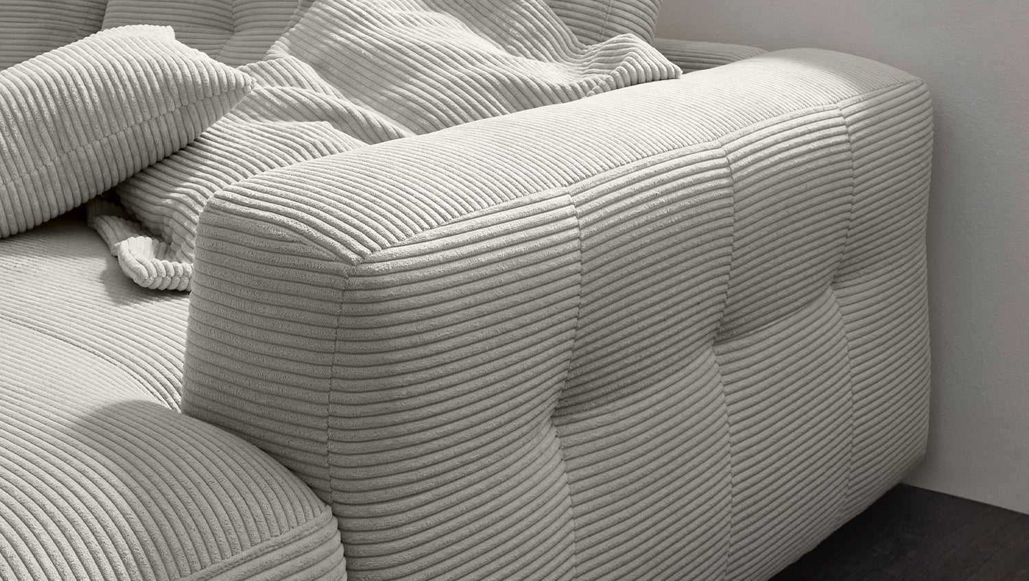 KAWOLA Sofa MIKA Ecksofa Cord hellgrau